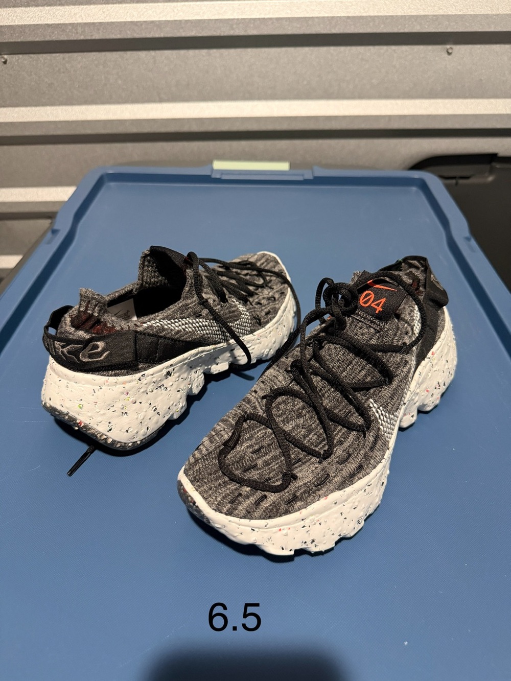 Nike Kids Black and Gray Knit Sneakers with Speckled White Sole